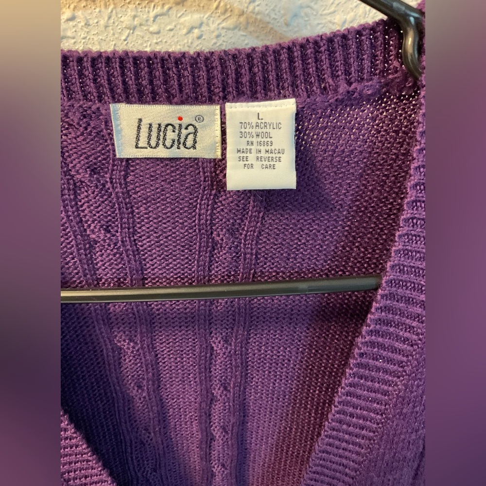 Vintage Wool Blend Knit Sweater Vest V-neck Button Front - Picture 2 of 4